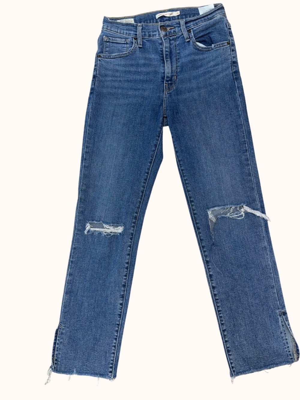Levi's Mid-Blue Straight Leg Jeans with Knee Rips